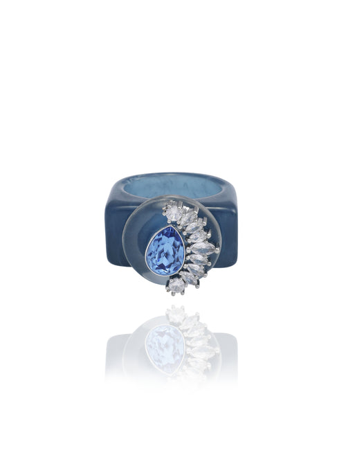 blue Swarovski crystal ring