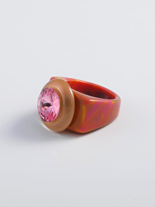 Mounser Studio Artful dimensional ring with polished acrylic band and Swarovski crystal