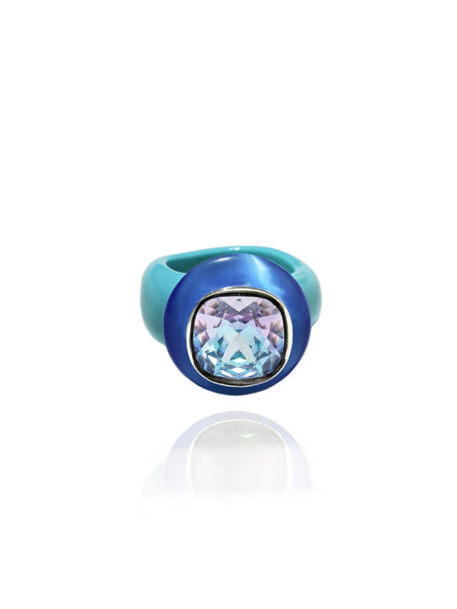 +CUSTOM Ring Pop in Hockney Blue + Tanzanite Stone Size 9