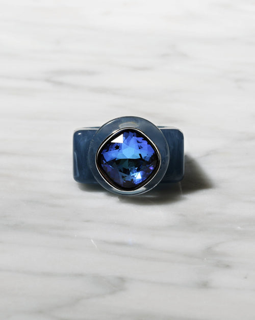 designer blue lucite ring