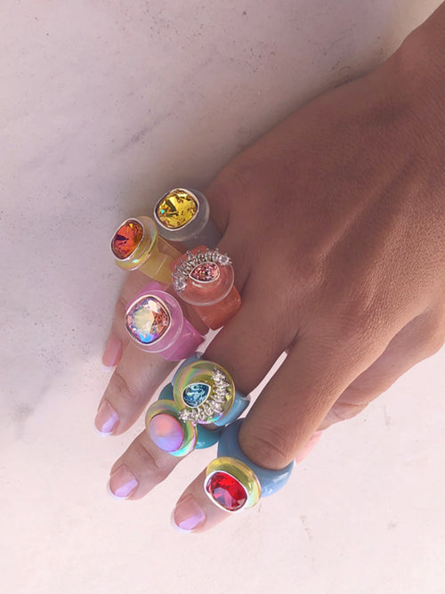 colorful statement rings