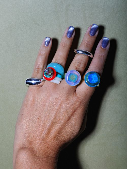 Mounser Studio designer resin ring featuring round Austrian crystal