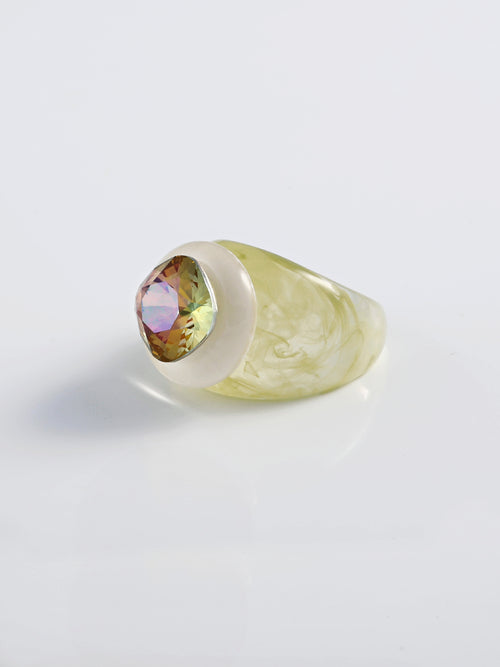 Mounser Studio Artful dimensional ring with polished acrylic band and swarovski crystal