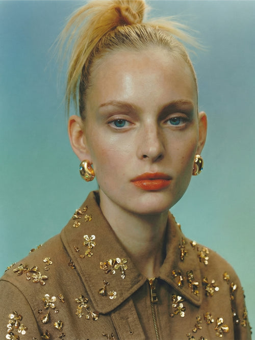 Mounser Studio Sculptural Rhinestone pave gold Stud Earrings