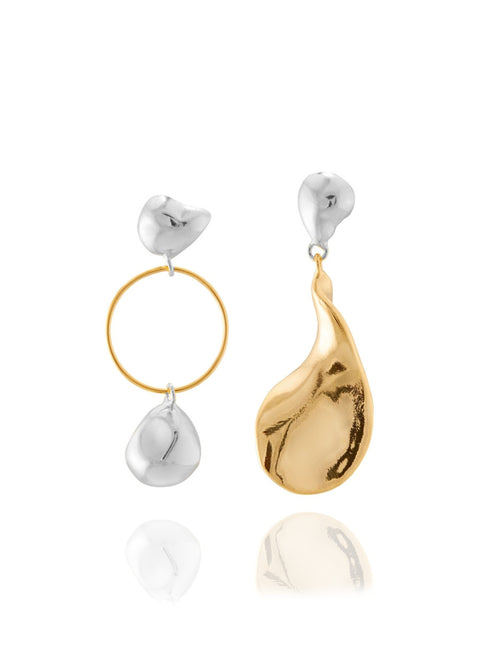 gold and silver sculptural earring