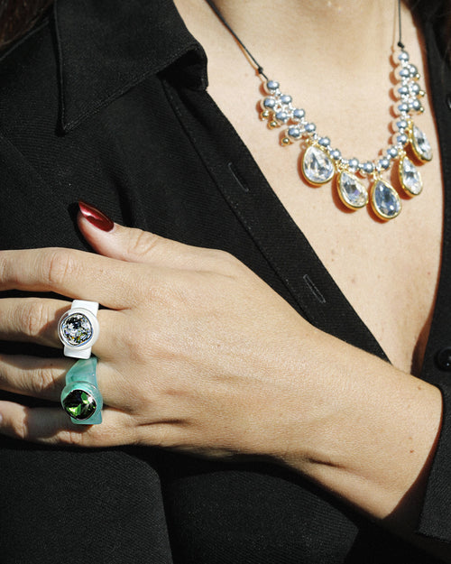 designer green lucite ring