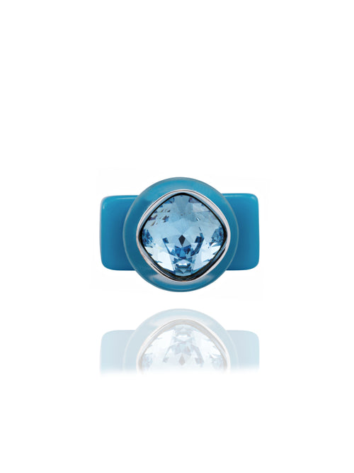 designer turquoise lucite ring