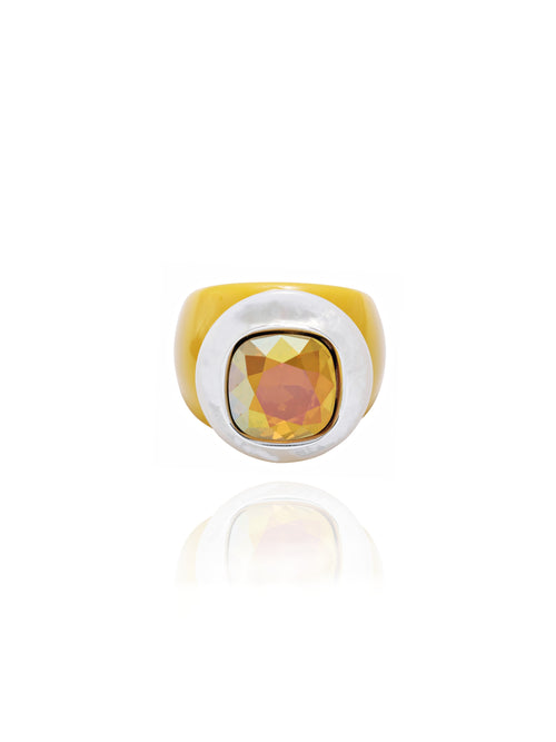 yellow designer cocktail ring