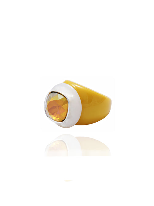 luxury yellow acrylic cocktail ring 