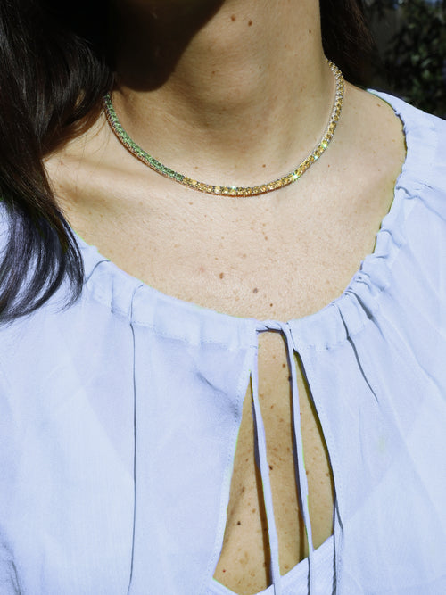 colorful rhinestone tennis necklace