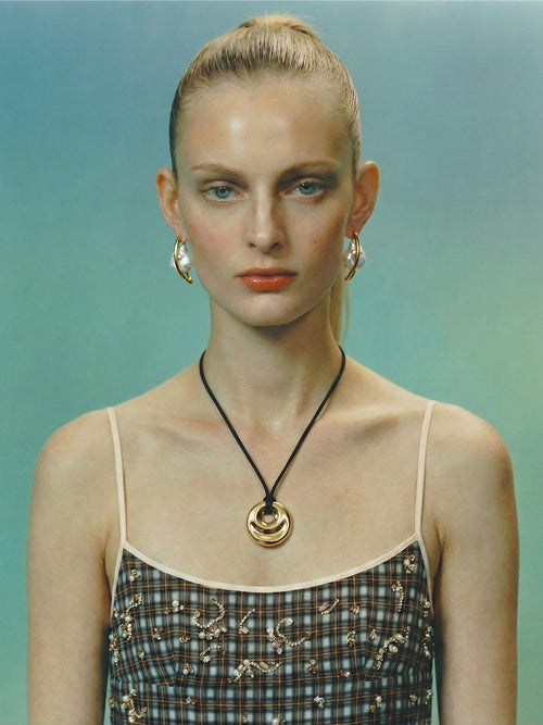 Mounser Studio gold pendant on silk cord