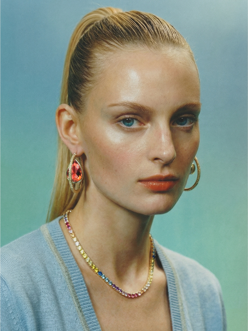 Mounser Studio Rainbow multi colored tennis necklace