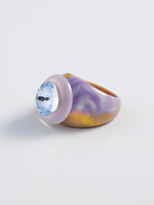 Mounser Studio Artful dimensional ring with polished acrylic band and Swarovski crystal