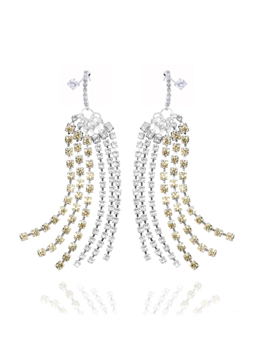 colorful rhinestone strand chandelier earrings