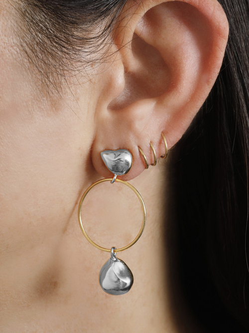 mixed metal sculptural earring