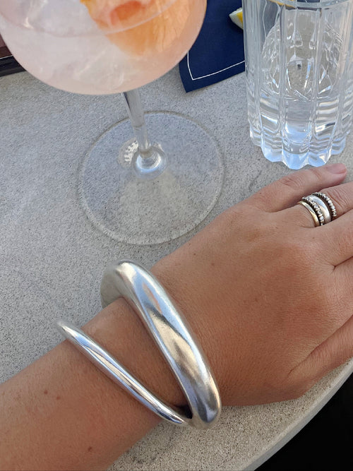 sculptural sterling silver cuff bracelet