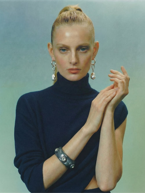 luxury resin bangle with swarovski crystals in grey