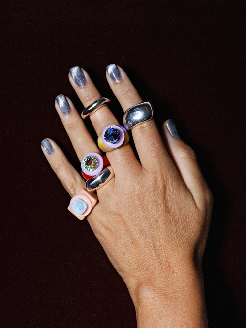 Mounser Studio Limited edition designer resin ring featuring round Austrian crystal