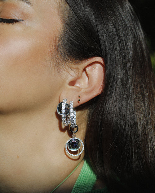 asymmetric rhinestone hoop earrings