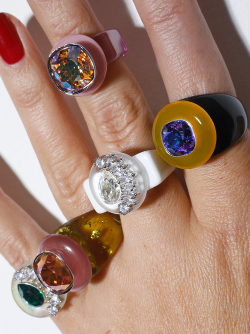 colorful Swarovski cocktail ring