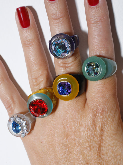 colorful Swarovski cocktail ring