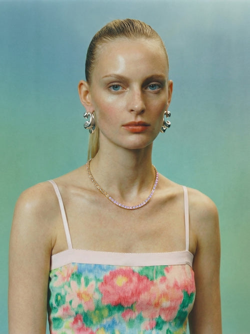 luxury pink tennis necklace