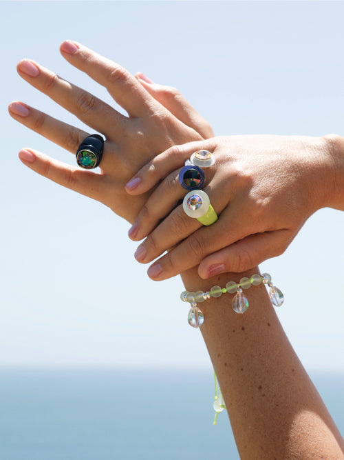 blue resin designer ring