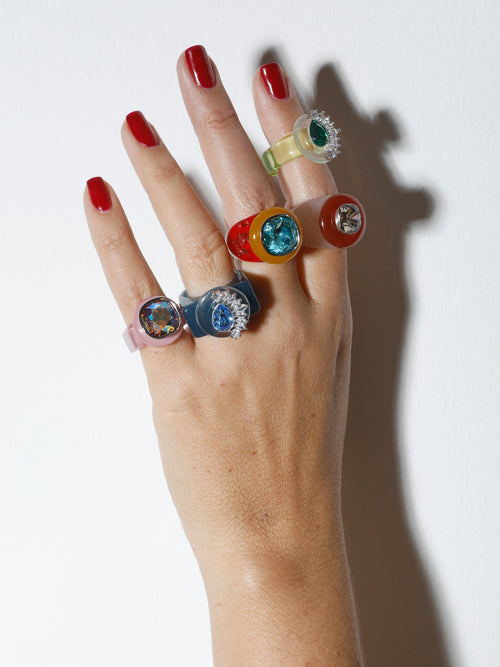 colorful Swarovski cocktail ring