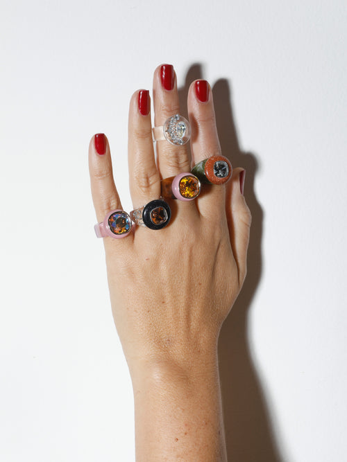 Ring Tan Ring Pop in Spray Tan | Brown Glitter Designer Cocktail Ring – MOUNSER