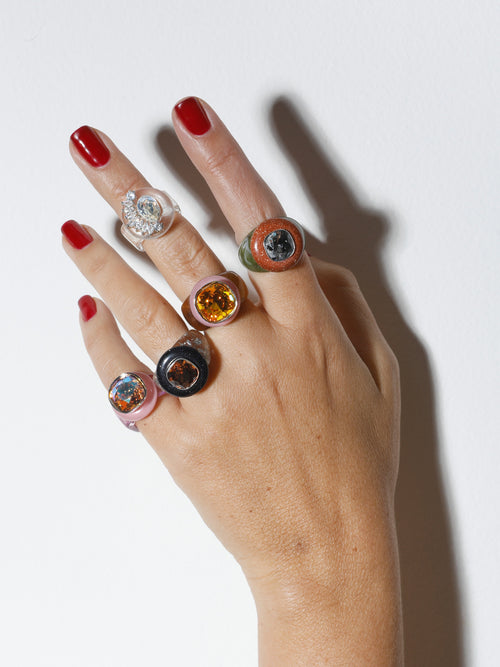 colorful Swarovski cocktail ring