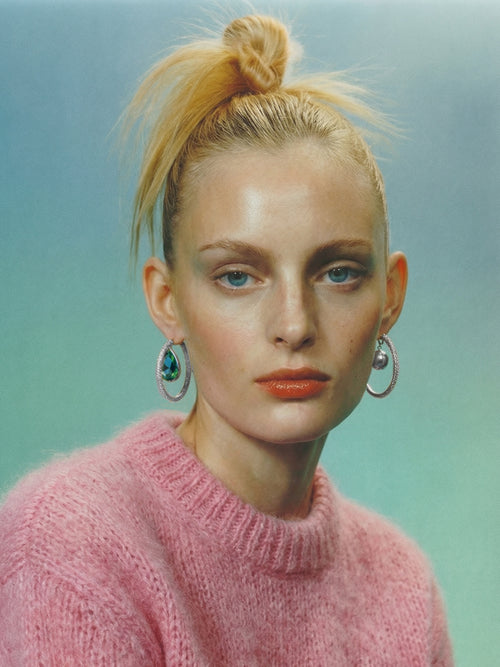 Mounser Studio emerald pave hoop earrings