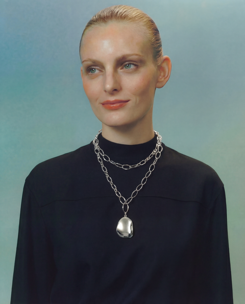 Mounser organic chain link gold chain pendant necklace with sculptural pendant