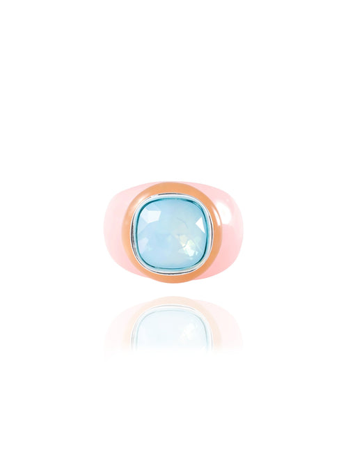 blue crystal rhinestone ring