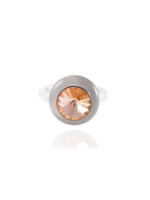 MOUNSER Disco Ring in Lingerie featuring colorful acrylic resin and Swarovski crystal gemstone