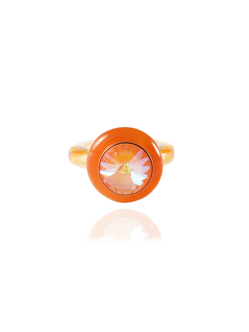 MOUNSER Disco Ring in Vitamin C featuring colorful acrylic resin and Swarovski crystal gemstone