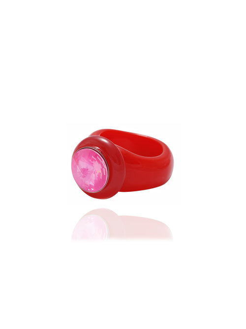 Side view of MOUNSER Ring Pop in Bissou showing Austrian crystal detail