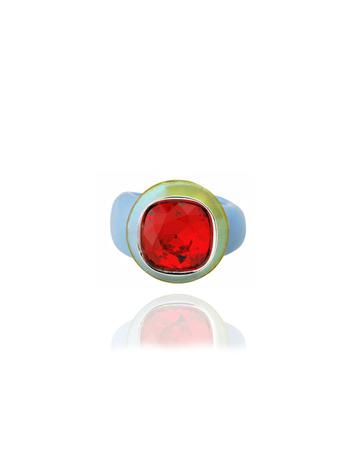 MOUNSER Ring Pop in Cherry Fizz colorful crystal statement ring
