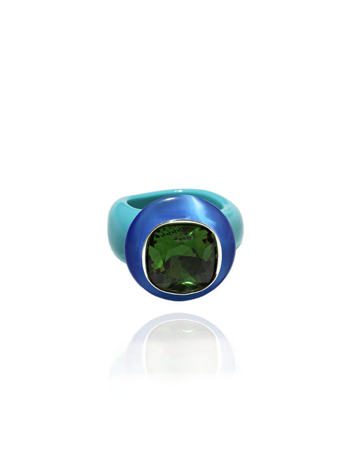 MOUNSER Ring Pop in Hockney colorful crystal statement ring