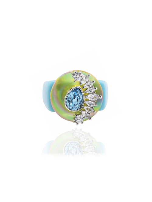 MOUNSER Ring Pop in Mermaid colorful crystal statement ring
