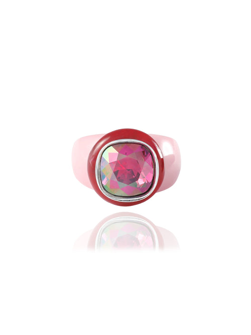 MOUNSER Ring Pop in Pavlova colorful crystal statement ring