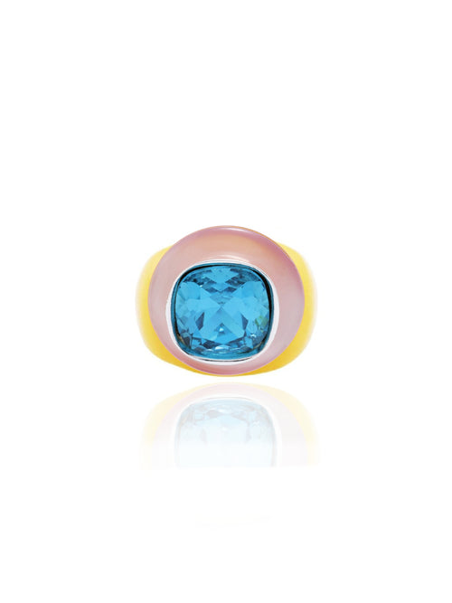 MOUNSER Ring Pop in Surf colorful crystal statement ring in size large