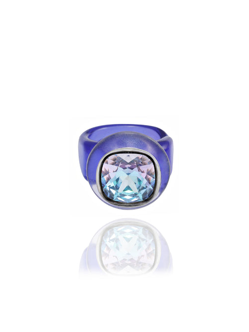 MOUNSER Ring Pop in Tanzanite colorful crystal statement ring