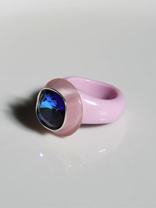 Side view of MOUNSER Ring Pop in Lovers Point showing Austrian crystal detail