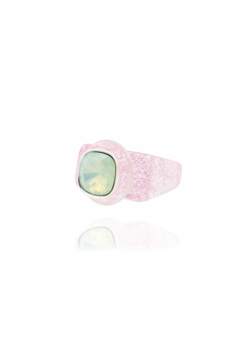 Side view of MOUNSER Ring Pop in Palm Springs showing Austrian crystal detail