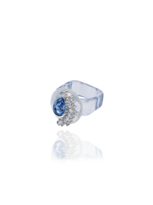 Side view of MOUNSER Ring Pop in Placid showing Austrian crystal detail