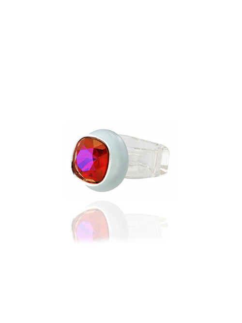 Side view of MOUNSER Ring Pop in Shiraz showing Austrian crystal detail