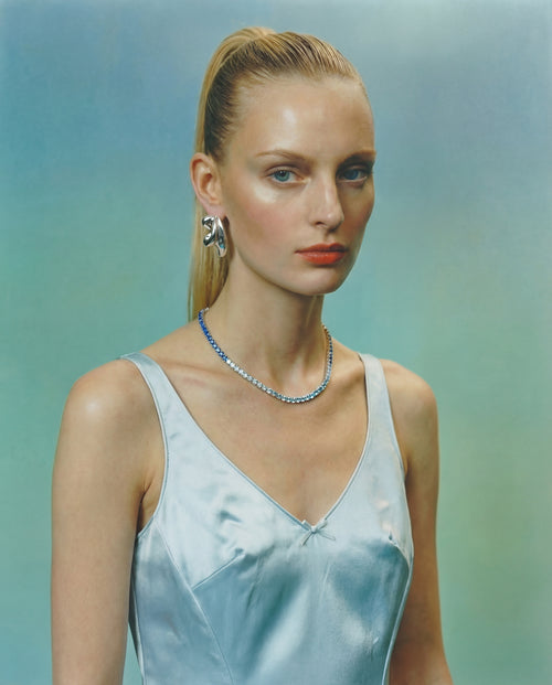 blue designer tennis necklace