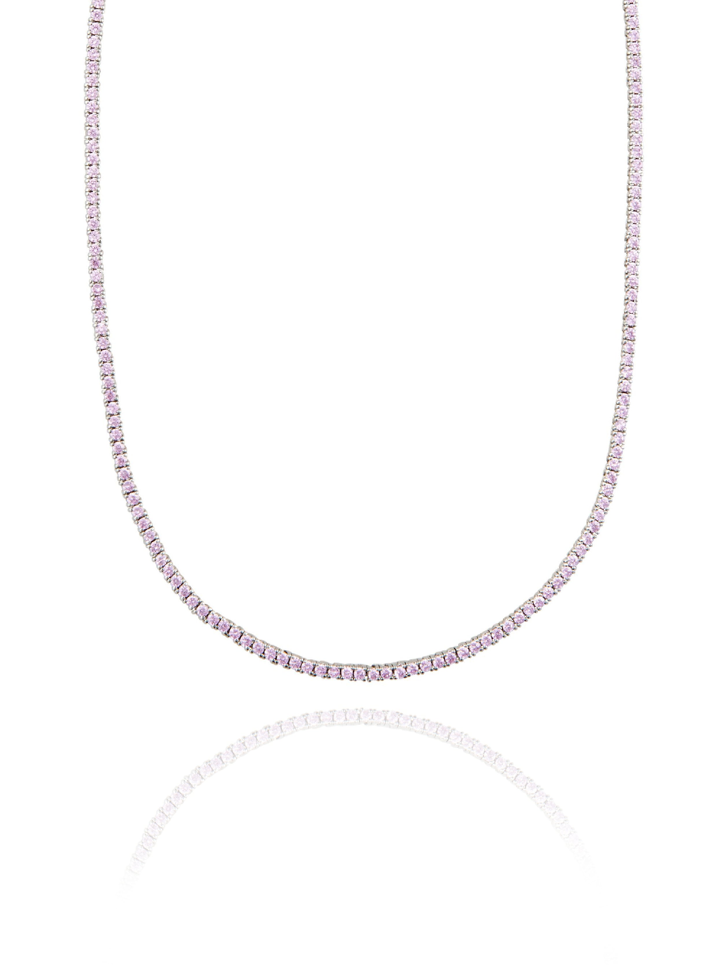 Mini Bezel Tennis Necklace with 1/3 Pink Sapphire & Turquoise Bezel Ac for  Women | Jennifer Meyer