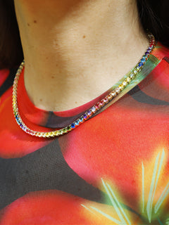 Multicolored Rhinestone Necklace | Tennis Necklace