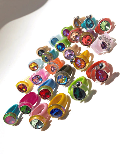 colorful resin rings